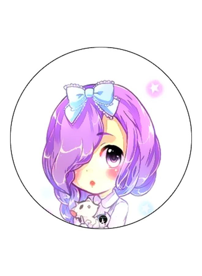 BP Anime Girl Printed Pop Socket Phone Holder Black/Purple/White - Image 2