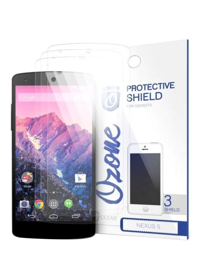 Ozone Pack Of 3 Crystal HD Screen Protector Scratch Guard For LG Google Nexus 5 Clear