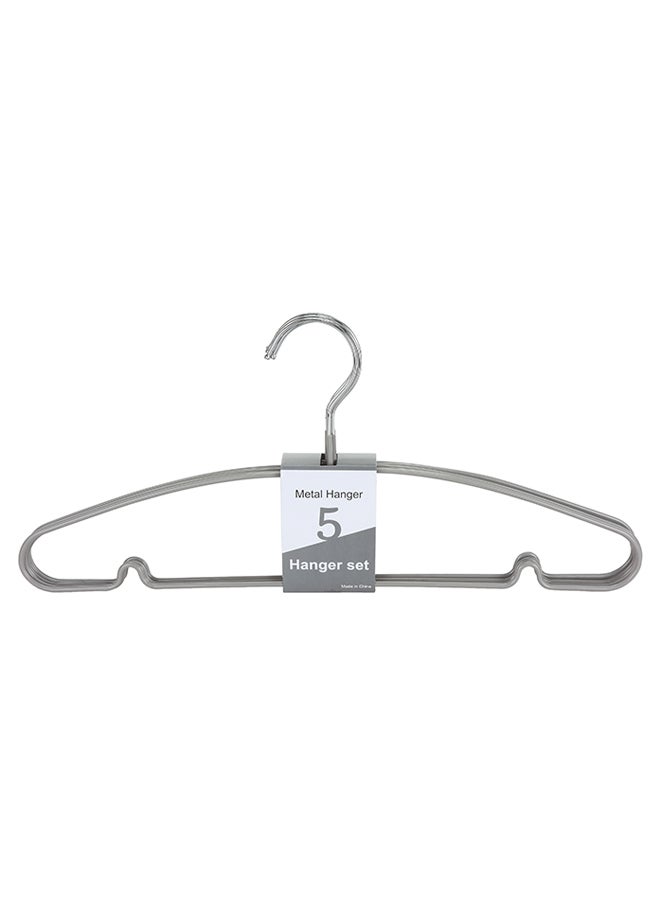 DECOREK - 5-Piece PVC Coated Metal Wire Hanger Set Light Grey/Silver 40 x 17.8centimeter - Image 1