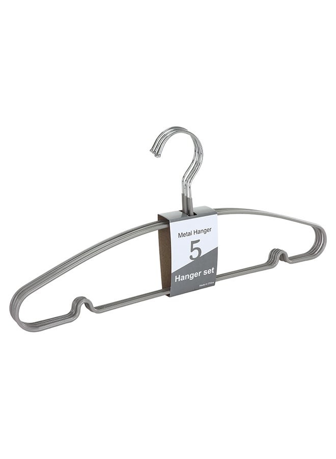 DECOREK - 5-Piece PVC Coated Metal Wire Hanger Set Light Grey/Silver 40 x 17.8centimeter - Image 1