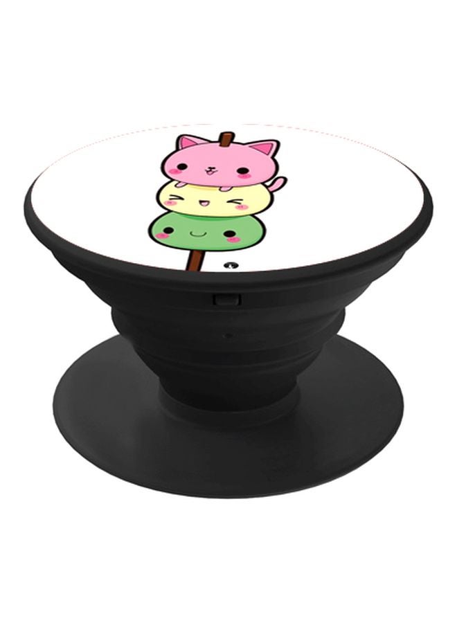 BP Cartoon Printed Pop Socket Phone Holder White/Pink/Green - Image 1