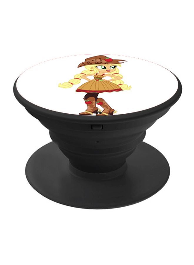 BP Cartoon Girl Printed Pop Socket Phone Holder White/Brown/Yellow - Image 1