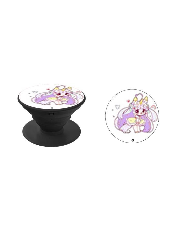 BP Cartoon Printed Pop Socket Phone Holder White/Purple/Black - Image 2
