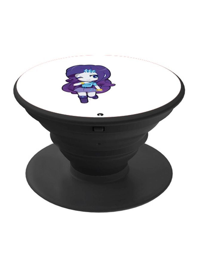 BP Cartoon Girl Printed Pop Socket Phone Holder White/Blue/Purple - Image 1