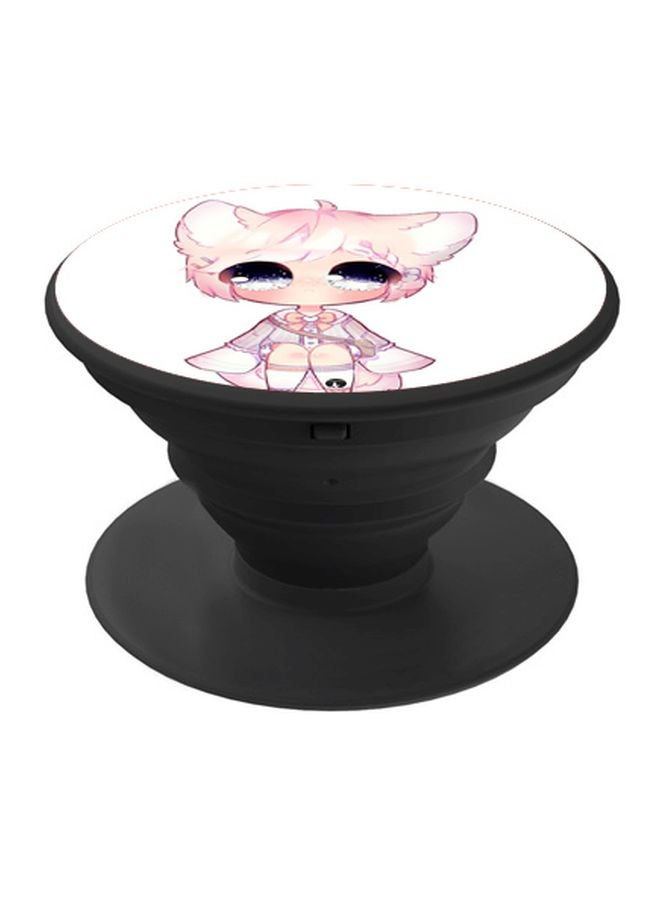 BP Cartoon Printed Pop Socket Phone Holder White/Pink/Black - Image 1