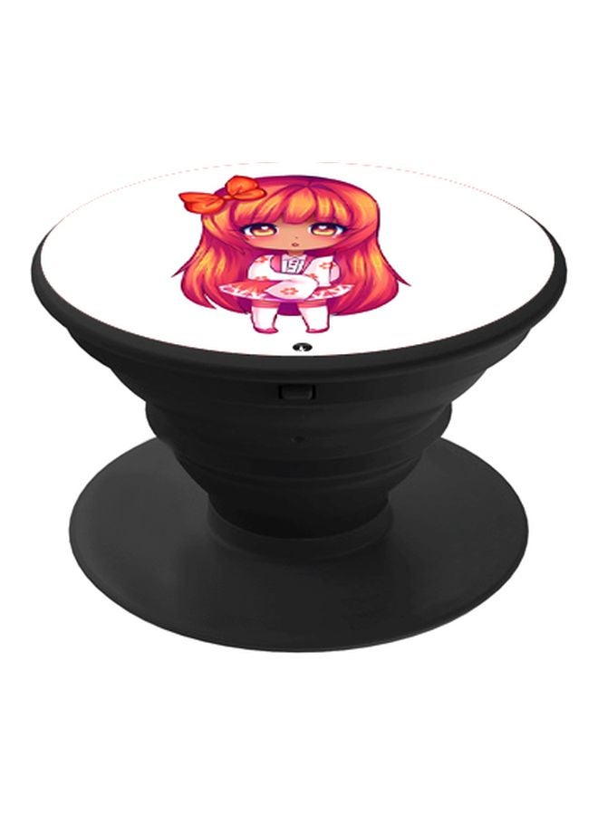 بي بي حامل هاتف على شكل مقبض أصابع منبثق بطبعة رسومات كرتونية أبيض/برتقالي/بيج - Image 1