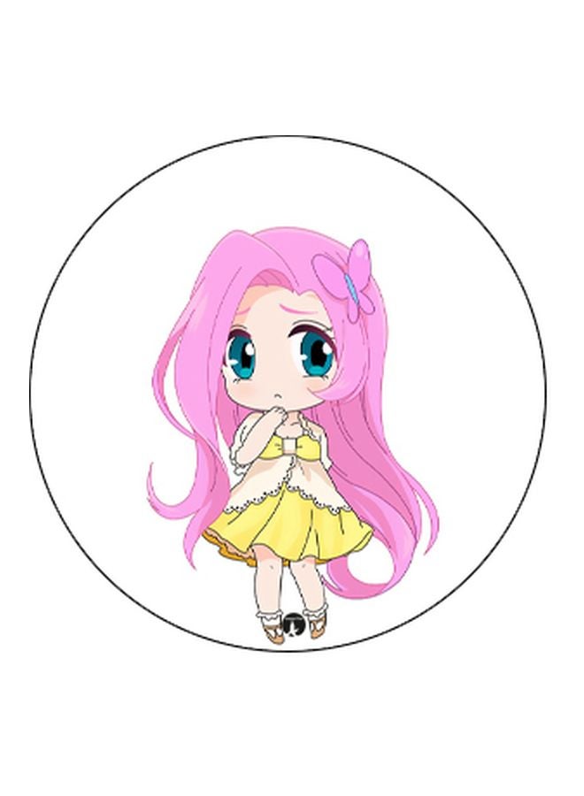BP Cartoon Girl Printed Pop Socket Phone Holder White/Pink/Yellow - Image 2