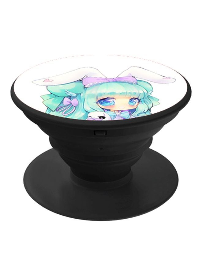 بي بي حامل هاتف على شكل مقبض أصابع منبثق بطبعة رسومات كرتونية أبيض / أزرق /أرجواني - Image 1