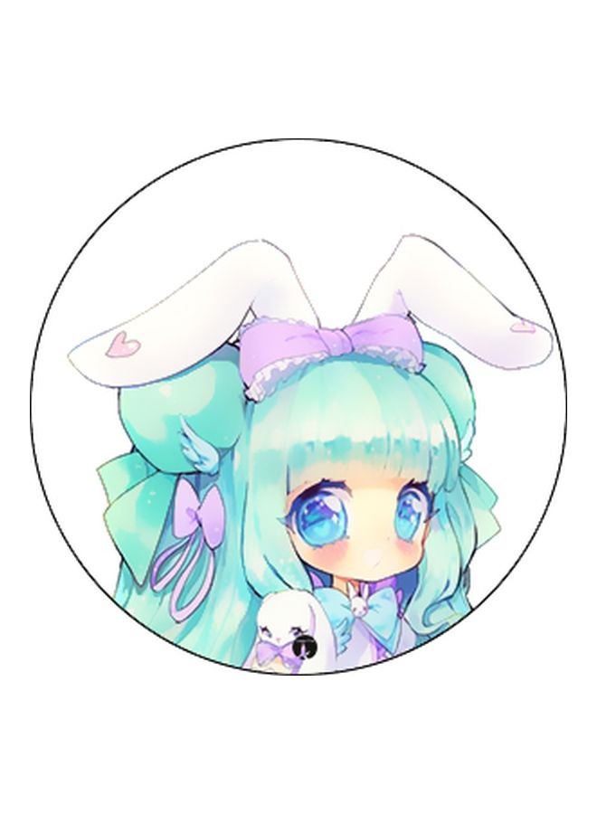 بي بي حامل هاتف على شكل مقبض أصابع منبثق بطبعة رسومات كرتونية أبيض / أزرق /أرجواني - Image 2