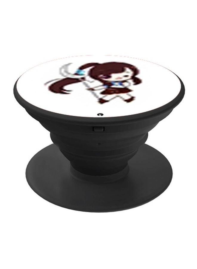 بي بي حامل هاتف على شكل مقبض أصابع منبثق بطبعة رسومات كرتونية أبيض/أسود/بني - Image 1