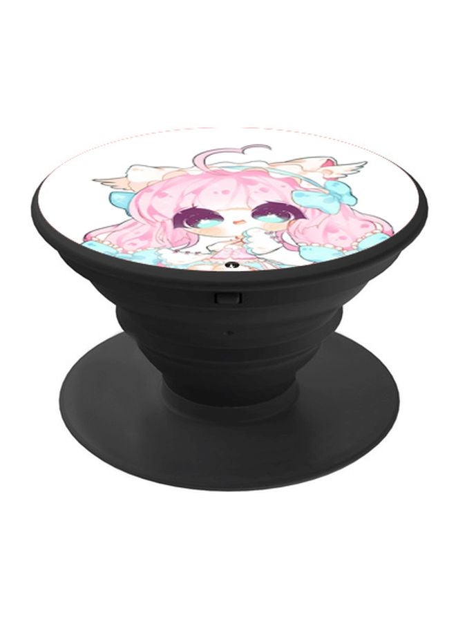BP Cartoon Printed Pop Socket Phone Holder White/Pink/Black - Image 1