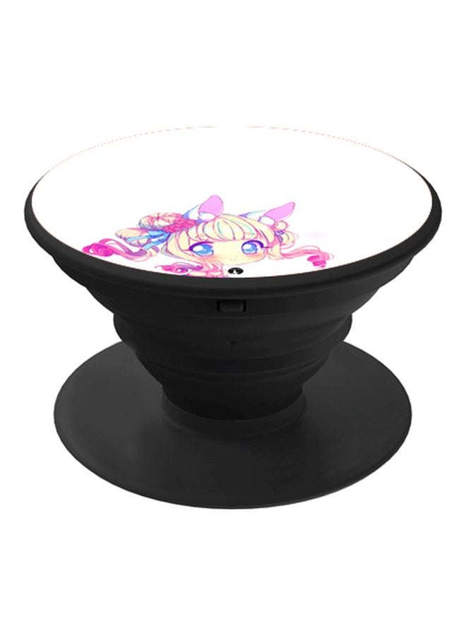 BP Cartoon Printed Pop Socket Phone Holder White/Yellow/Pink - Image 1