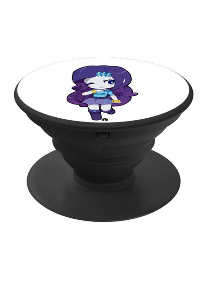 BP Cartoon Printed Pop Socket Phone Holder White/Purple/Black - Image 1