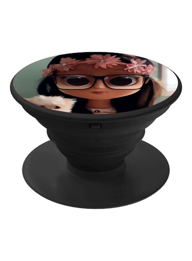BP Cartoon Printed Pop Socket Phone Holder Beige/White/Black - Image 1