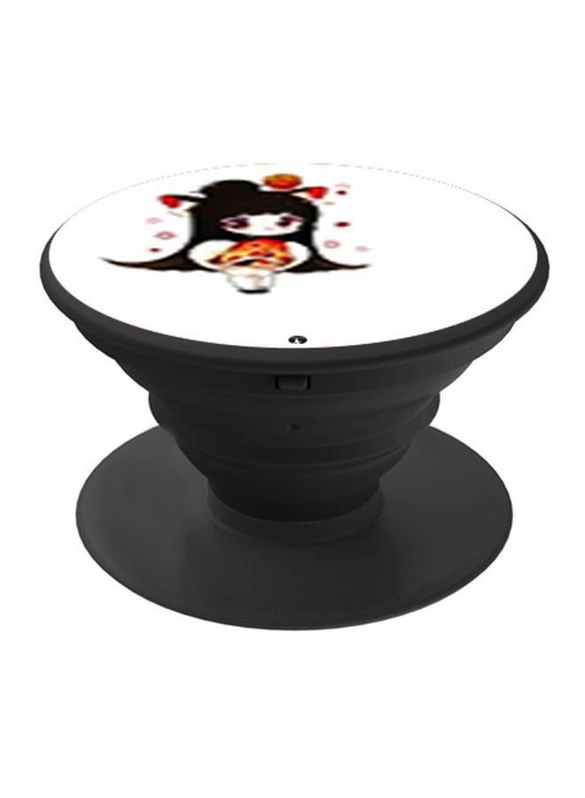 بي بي حامل هاتف على شكل مقبض أصابع منبثق بطبعة رسومات كرتونية الأبيض/ البرتقالي/ الأسود - Image 1