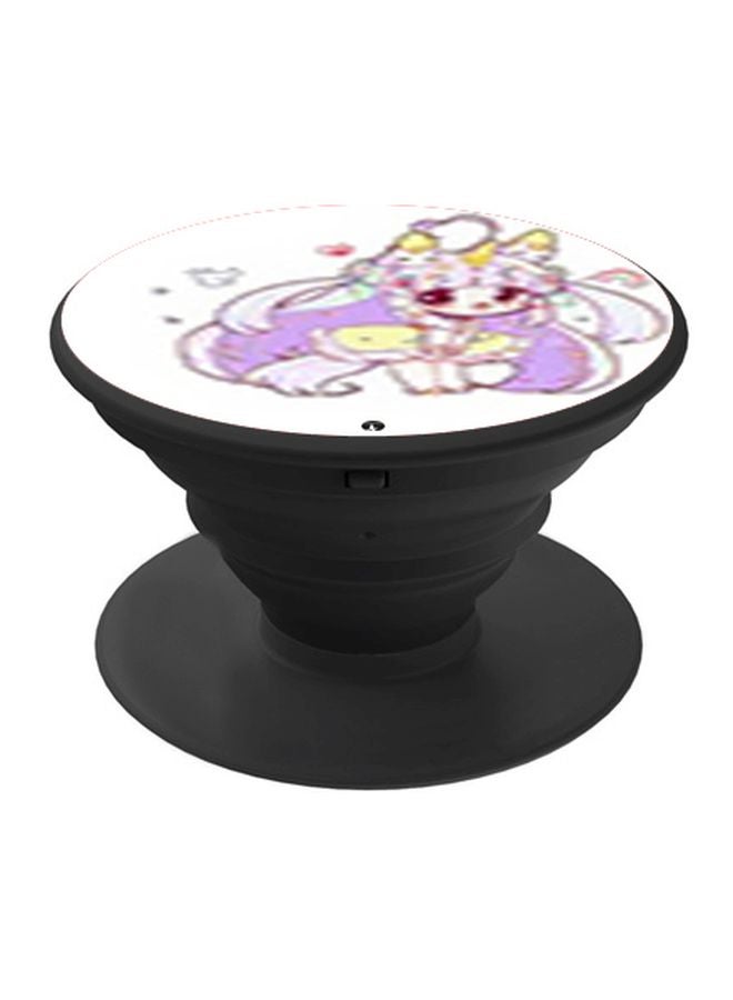BP Cartoon Printed Pop Socket Phone Holder White/Purple/Black - Image 1
