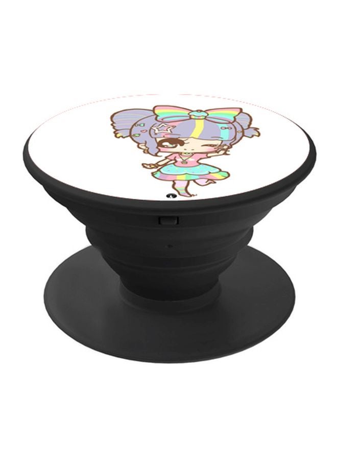 بي بي حامل هاتف على شكل مقبض أصابع منبثق بطبعة رسومات كرتونية بنفسجي/ أبيض/ أسود - Image 1