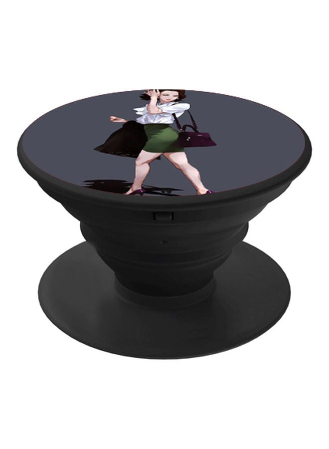 BP Cartoon Printed Pop Socket Phone Holder Black/Grey/White - Image 1