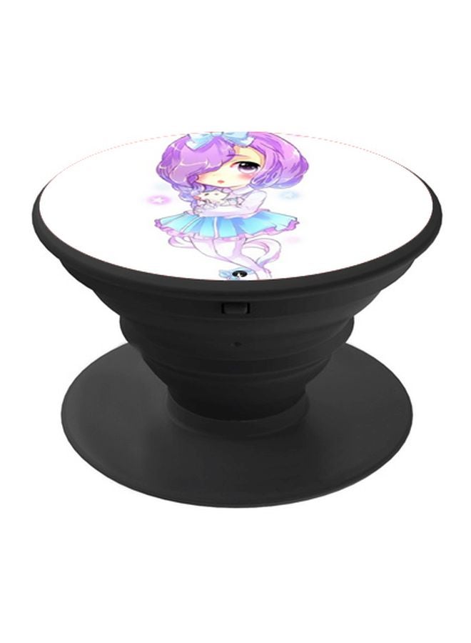 BP Cartoon Printed Pop Socket Phone Holder Violet/White/Black - Image 1