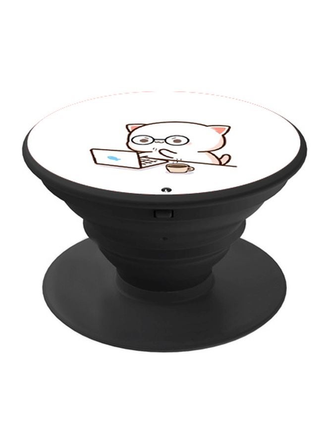 BP Working Cat Printed Pop Socket Phone Holder White/Pink/Black - Image 1