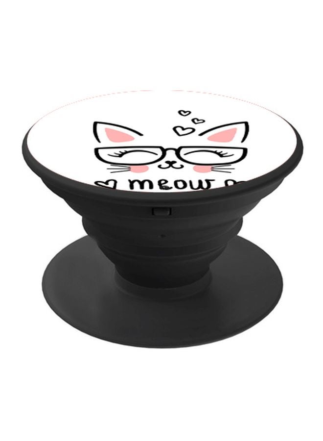 BP Meow Printed Pop Socket Phone Holder White/Pink/Black - Image 1