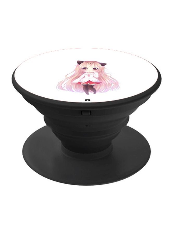 BP Printed Pop Socket Phone Holder White/Pink/Black - Image 1