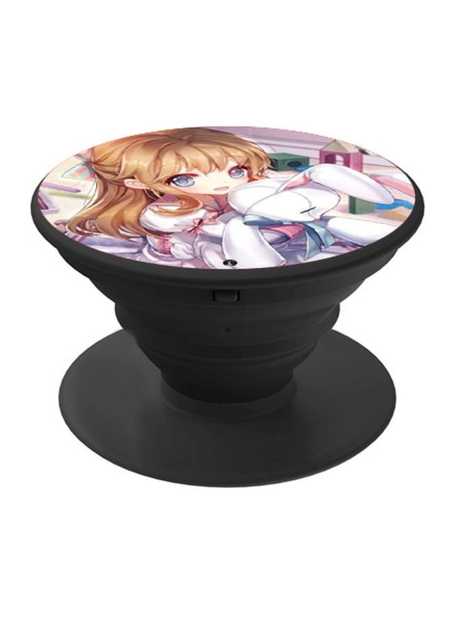 BP Anime Girl Printed Pop Socket Phone Holder Pink/Brown/Black - Image 1