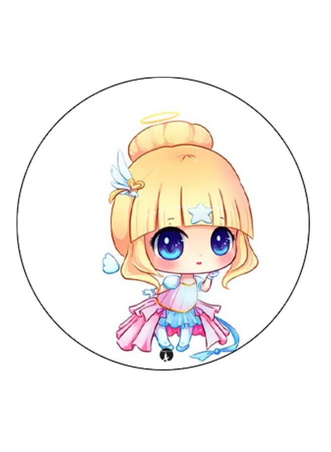 بي بي حامل هاتف على شكل مقبض أصابع منبثق بطبعة رسومات كرتونية أبيض/وردي/أسود - Image 2