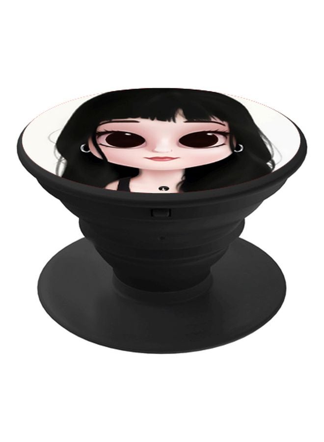 بي بي حامل هاتف على شكل مقبض أصابع منبثق بطبعة رسومات كرتونية أسود/أبيض/كريمي - Image 1