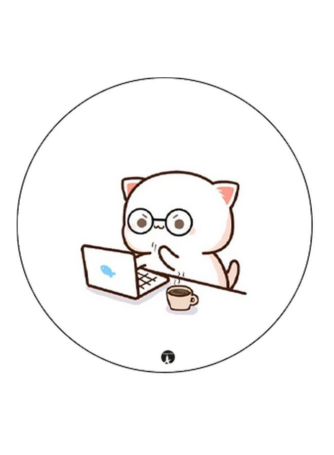 BP Working Cat Printed Pop Socket Phone Holder White/Pink/Black - Image 2