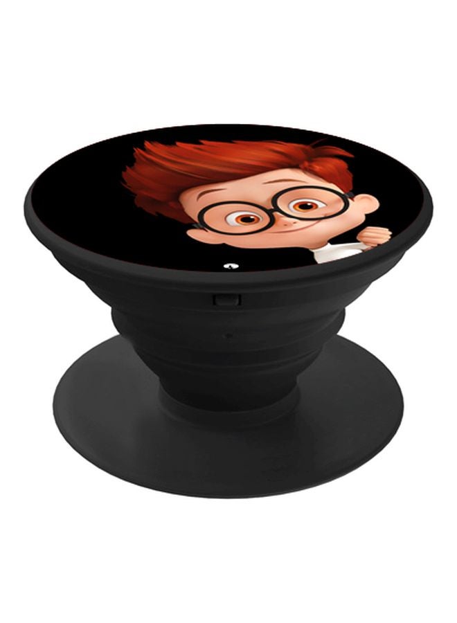 بي بي حامل هاتف على شكل مقبض أصابع منبثق بطبعة رسومات كرتونية أسود/بني/بيج - Image 1