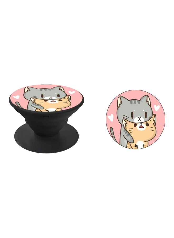 BP Cartoon Printed Pop Socket Phone Holder Grey/Pink/Yellow - Image 2