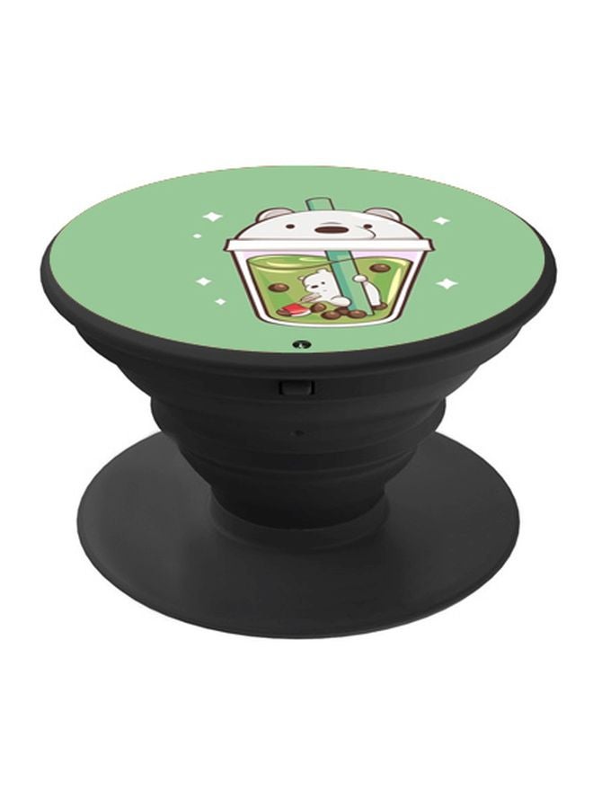 BP Cartoon Bear Printed Pop Socket Phone Holder Green/White/Black - Image 1