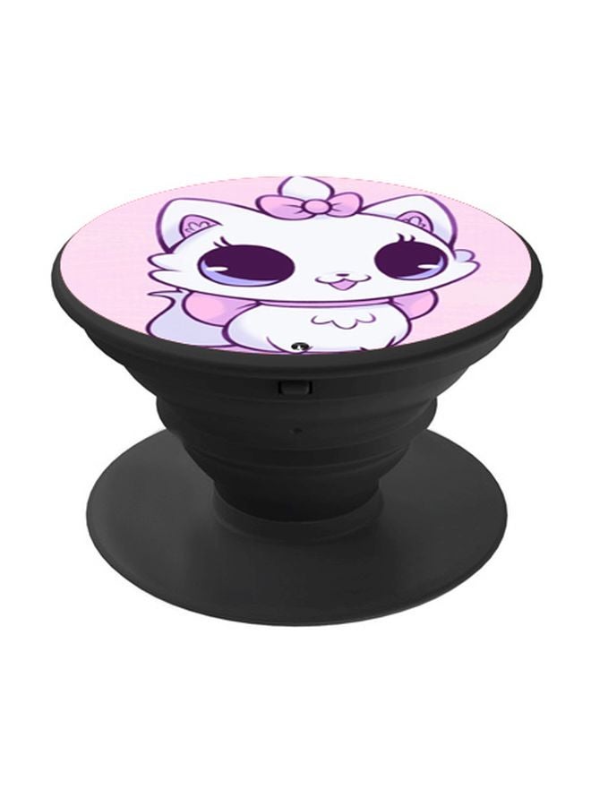 بي بي حامل هاتف على شكل مقبض أصابع منبثق بطبعة رسومات كرتونية أسود/ وردي/ أبيض - Image 1