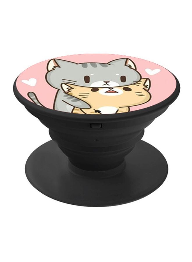 BP Cartoon Printed Pop Socket Phone Holder Grey/Pink/Yellow - Image 1