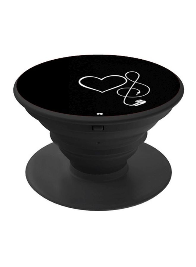 BP Heart Printed Pop Socket Phone Holder Black/White - Image 1