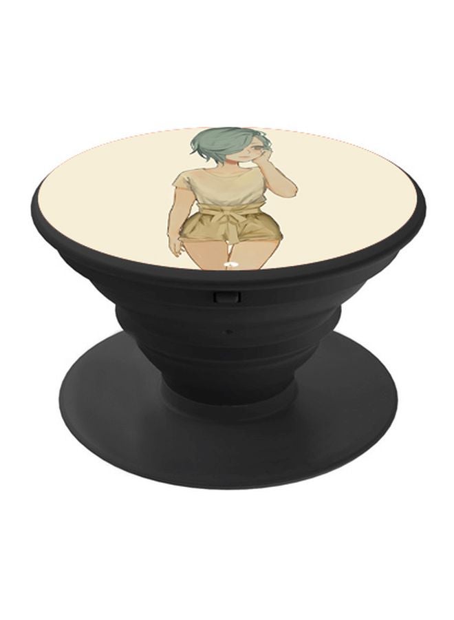 BP Cartoon Printed Pop Socket Phone Holder Beige/Blue/Black - Image 1
