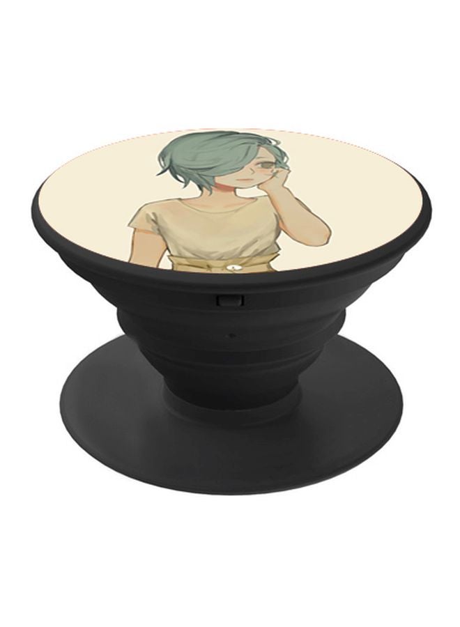 BP Cartoon Printed Pop Socket Phone Holder Beige/Blue/Black - Image 1