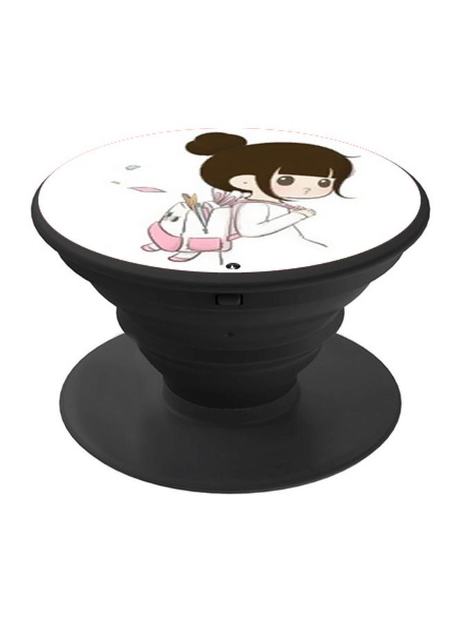 بي بي حامل هاتف منبثق مزين بطبعة أبيض/بني/وردي - Image 1