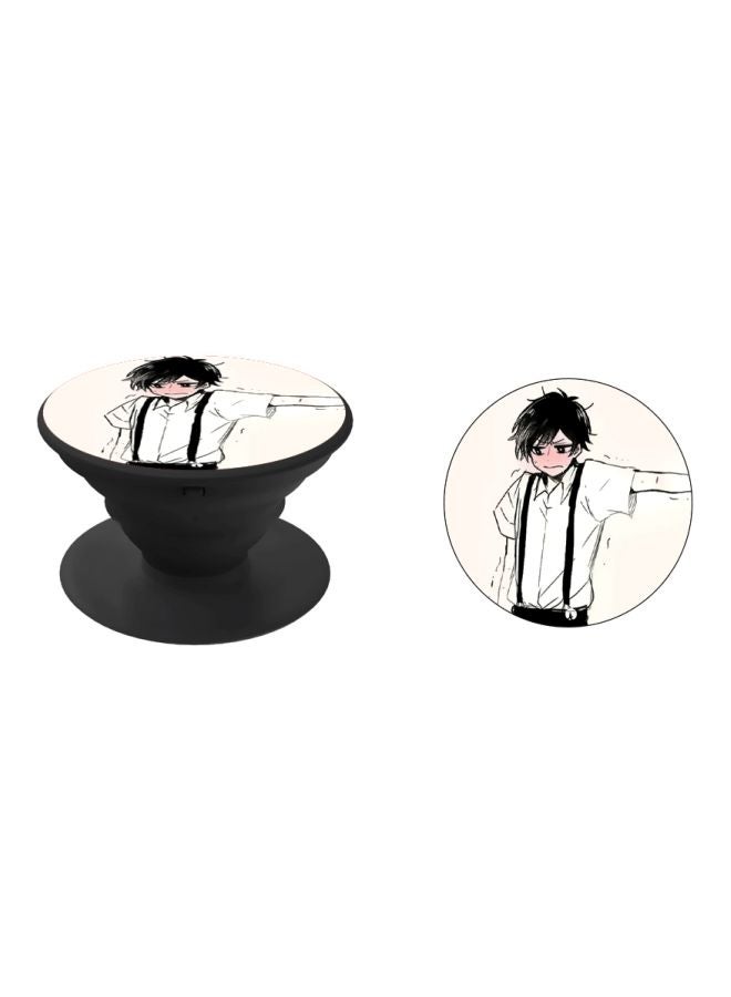 BP Printed Pop Socket Phone Holder White/Black/Beige - Image 2