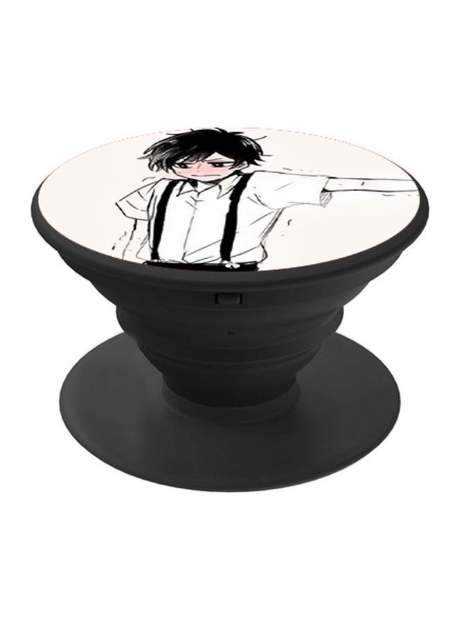 BP Printed Pop Socket Phone Holder White/Black/Beige - Image 1