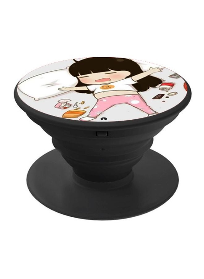 بي بي حامل هاتف منبثق مزين بطبعة أبيض/أسود/وردي - Image 1