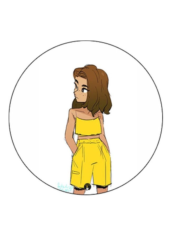 BP Printed Pop Socket Phone Holder White/Yellow/Brown - Image 2