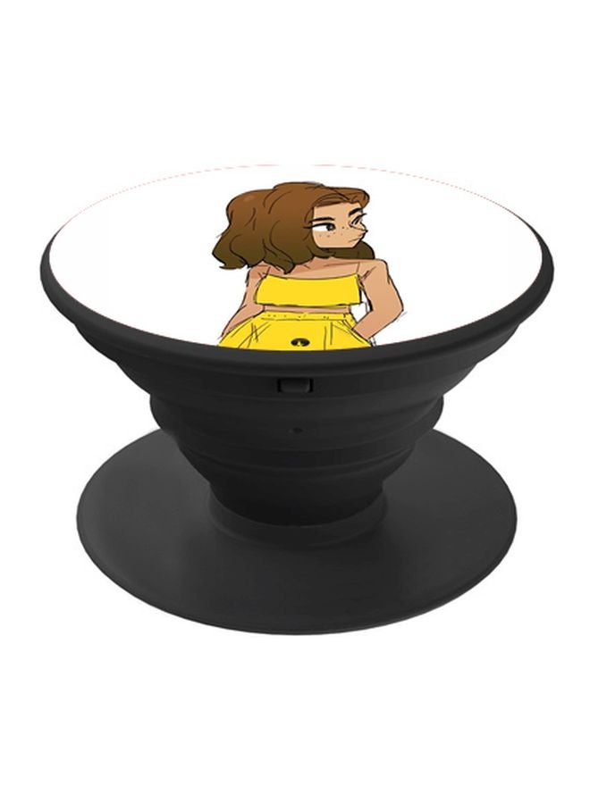 BP Printed Pop Socket Phone Holder White/Yellow/Brown - Image 1