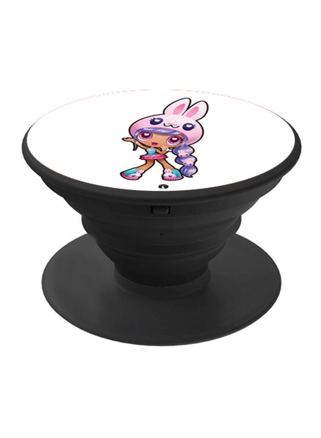 BP Cartoon Printed Pop Socket Phone Holder White/Pink/Black - Image 1