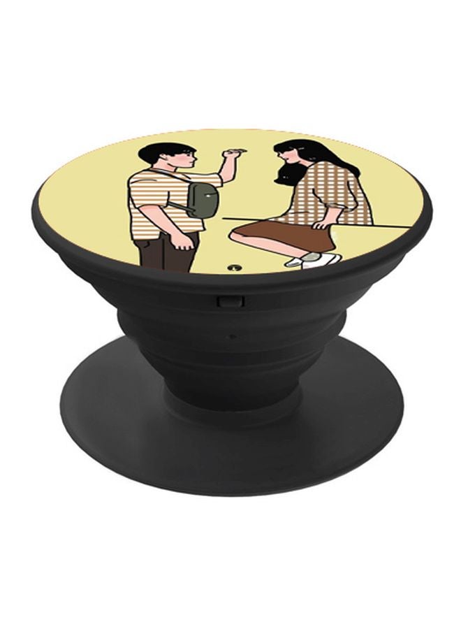 BP Cartoon Printed Pop Socket Phone Holder Yellow/Brown/Black - Image 1