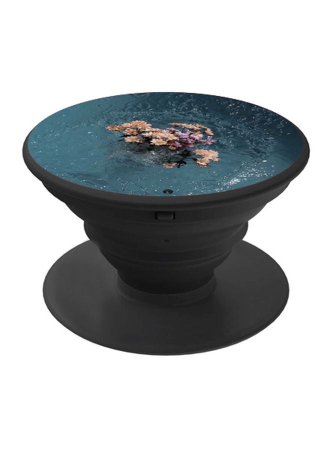 BP Flower In Water Printed Pop Socket Phone Holder Blue/Beige/Black - Image 1