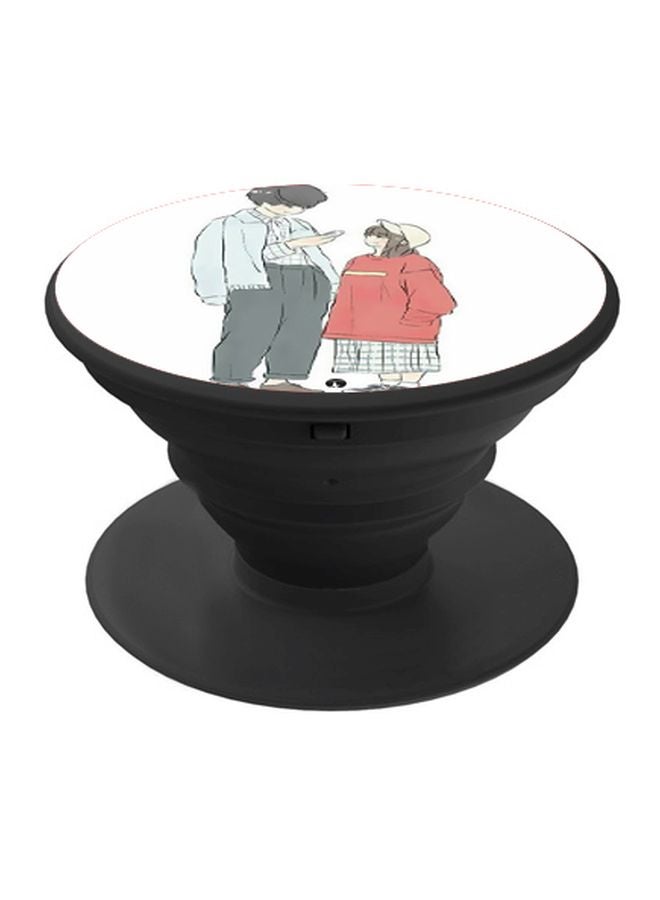 بي بي حامل هاتف على شكل مقبض أصابع منبثق بطبعة رسومات كرتونية أبيض/رمادي/أسود - Image 1