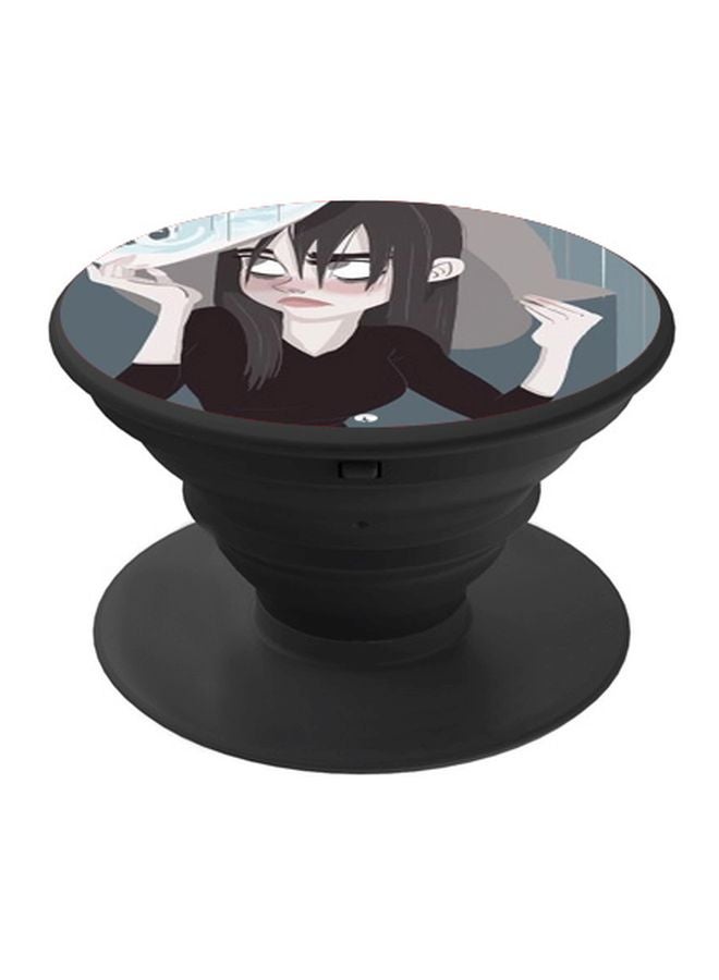 بي بي حامل هاتف على شكل مقبض أصابع منبثق بطبعة رسومات كرتونية رمادي/ أزرق/ بني - Image 1