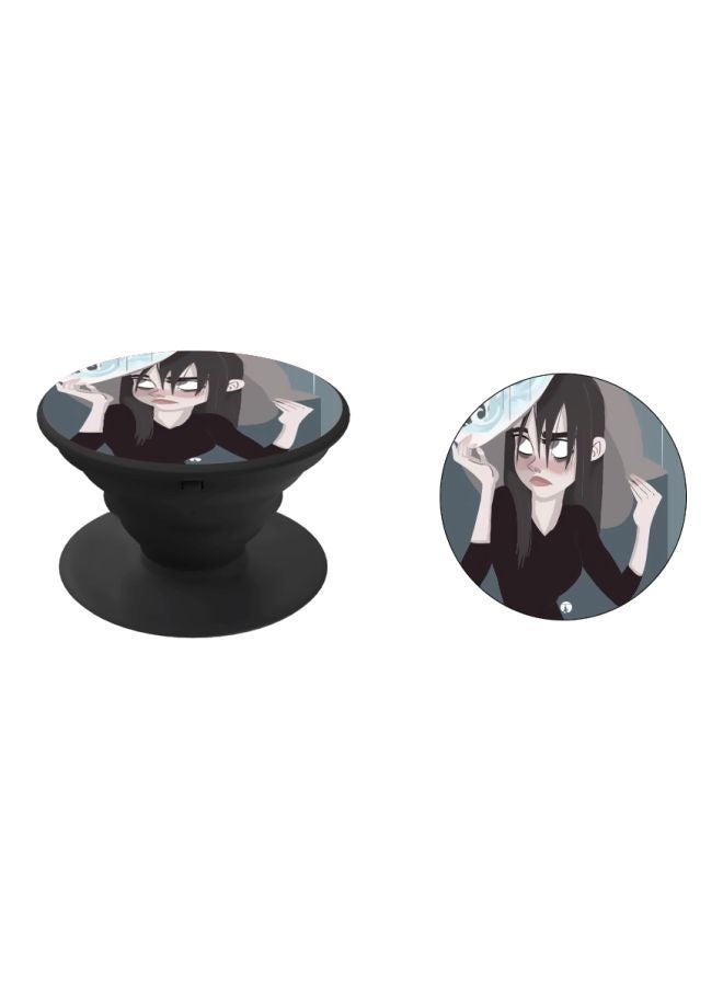 بي بي حامل هاتف على شكل مقبض أصابع منبثق بطبعة رسومات كرتونية رمادي/ أزرق/ بني - Image 2